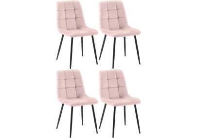 Conjunto de 4 sillas de comedor Tilde de terciopelo rosa