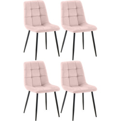 Conjunto de 4 sillas de comedor Tilde de terciopelo rosa