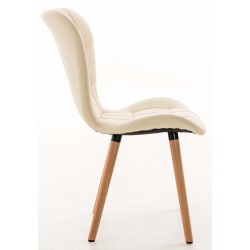 Conjunto de 4 sillas de comedor Elda, polipiel, crema