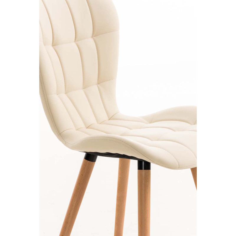Conjunto de 4 sillas de comedor Elda, polipiel, crema