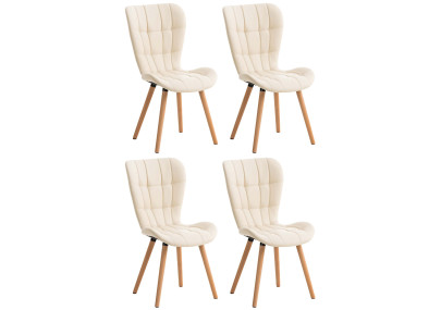 Conjunto de 4 sillas de comedor Elda, polipiel, crema
