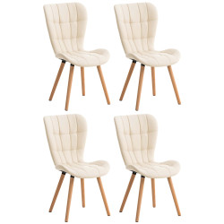Conjunto de 4 sillas de comedor Elda, polipiel, crema