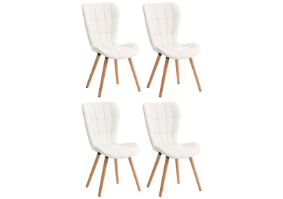 Ensemble de 4 chaises de salle à manger Elda, similicuir, blanches