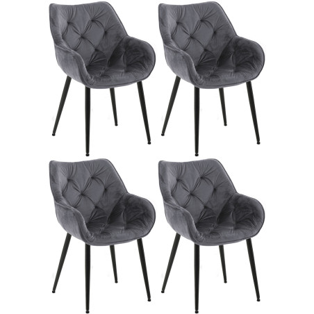 Ensemble de 4 chaises Tanna en velours gris foncé
