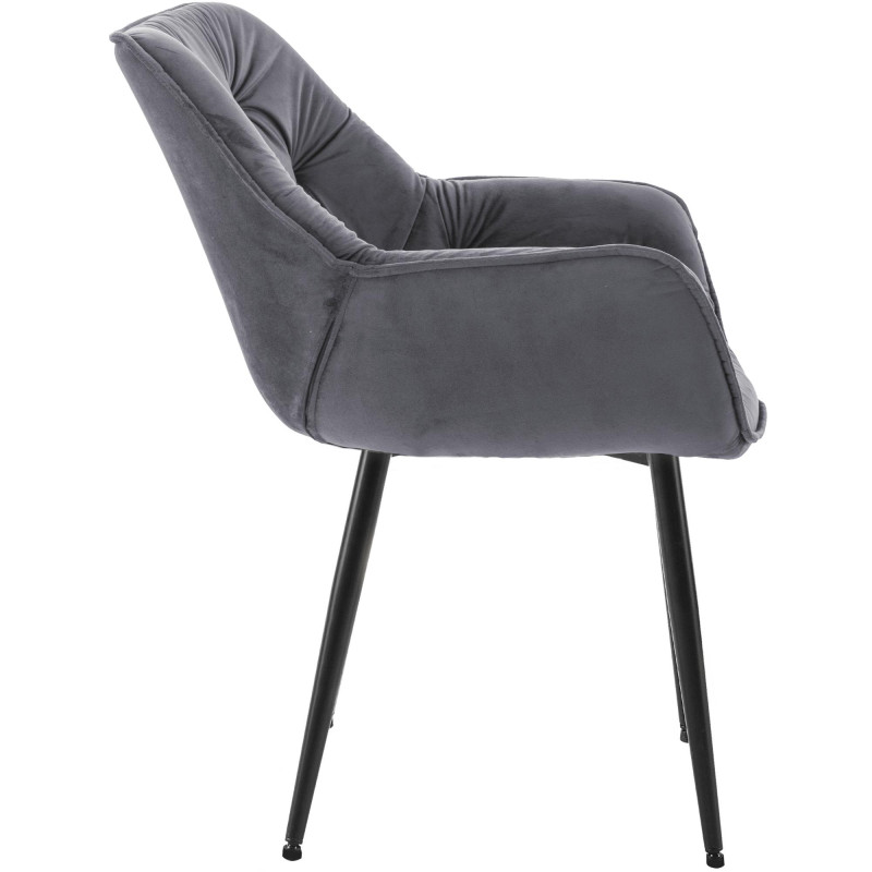 Ensemble de 4 chaises Tanna en velours gris foncé