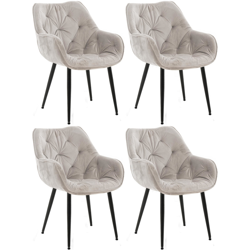 Ensemble de 4 chaises Tanna en velours gris