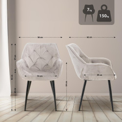 Ensemble de 4 chaises Tanna en velours gris