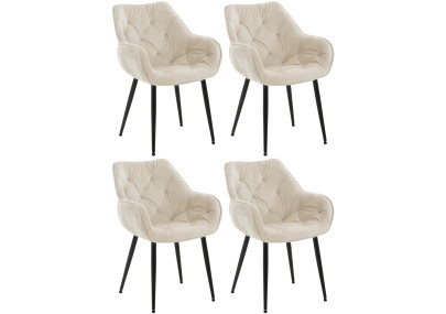 Conjunto de 4 sillas Tanna de terciopelo crema