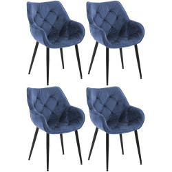 Conjunto de 4 sillas Tanna de terciopelo azul