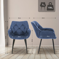 Insieme di 4 sedie Tanna in velluto blu