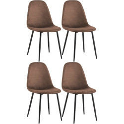 Conjunto de 4 sillas de comedor Napier, piel sintética, marrón