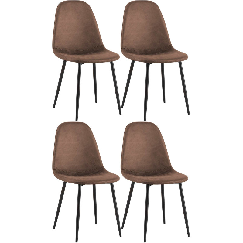 Conjunto de 4 sillas de comedor Napier, piel sintética, marrón