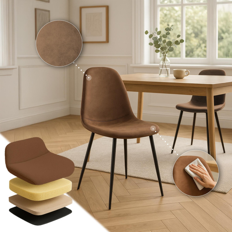 Ensemble de 4 chaises de salle à manger Napier, similicuir, marron