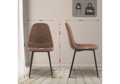 Ensemble de 4 chaises de salle à manger Napier, similicuir, marron