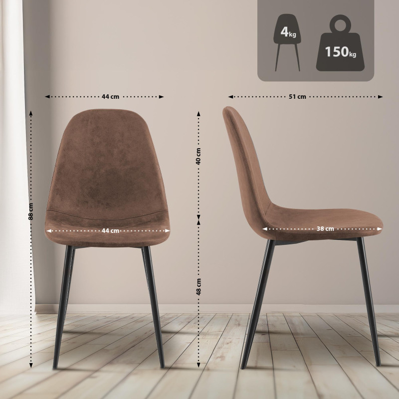 Conjunto de 4 sillas de comedor Napier, piel sintética, marrón