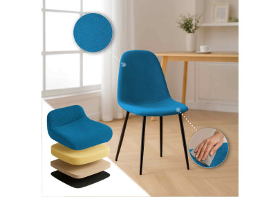 Ensemble de 4 chaises de salle à manger Napier en tissu bleu