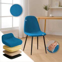 Conjunto de 4 cadeiras de jantar Napier em tecido azul