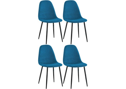 Conjunto de 4 cadeiras de jantar Napier em tecido azul