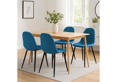 Ensemble de 4 chaises de salle à manger Napier en tissu bleu