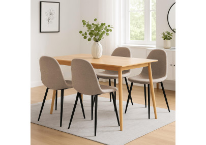 Conjunto de 4 sillas de comedor Napier, tela color crema