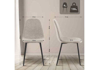 Ensemble de 4 chaises de salle à manger Napier, tissu crème