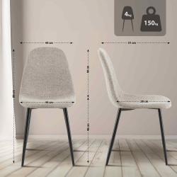 Ensemble de 4 chaises de salle à manger Napier, tissu crème