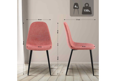 Ensemble de 4 chaises de salle à manger Napier en tissu orange