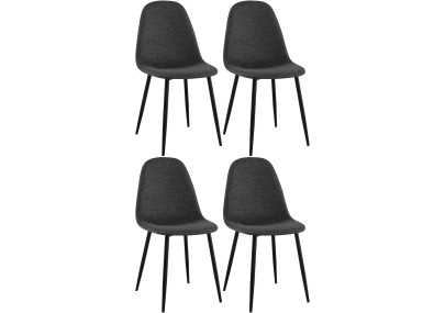Ensemble de 4 chaises de salle à manger Napier en tissu noir