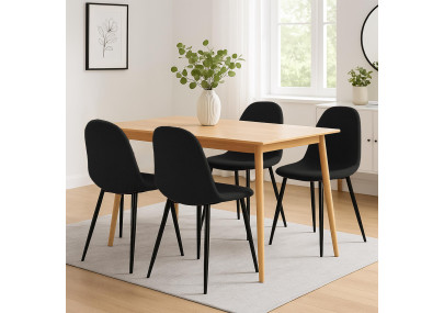 Insieme di 4 sedie da pranzo Napier in tessuto nero