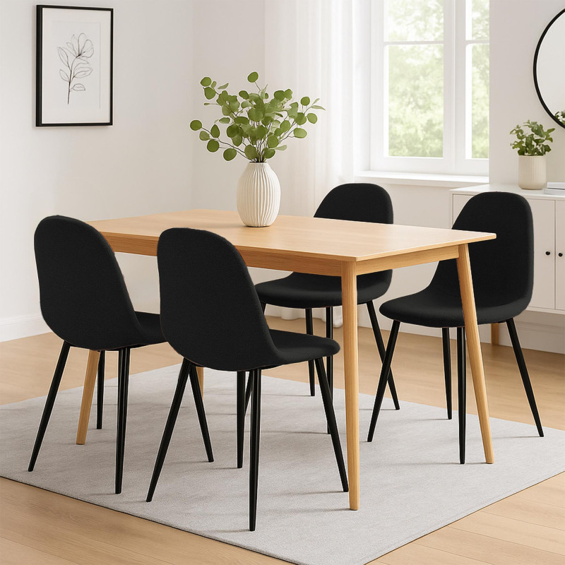 Insieme di 4 sedie da pranzo Napier in tessuto nero