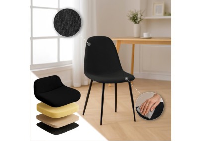 Ensemble de 4 chaises de salle à manger Napier en tissu noir