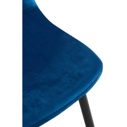 Conjunto de 4 sillas de comedor Napier de terciopelo azul