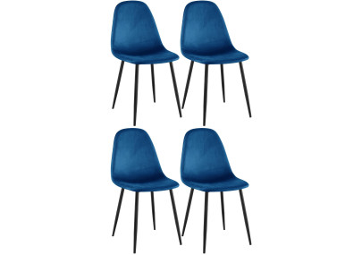 Insieme di 4 sedie da pranzo Napier in velluto blu