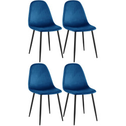 Ensemble de 4 chaises de salle à manger Napier en velours bleu