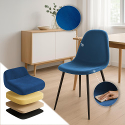 Conjunto de 4 sillas de comedor Napier de terciopelo azul