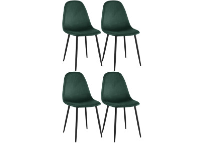 Ensemble de 4 chaises de salle à manger Napier en velours vert