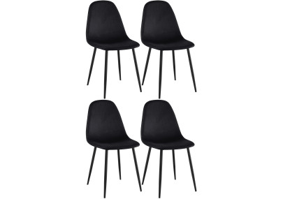 Ensemble de 4 chaises de salle à manger Napier en velours noir