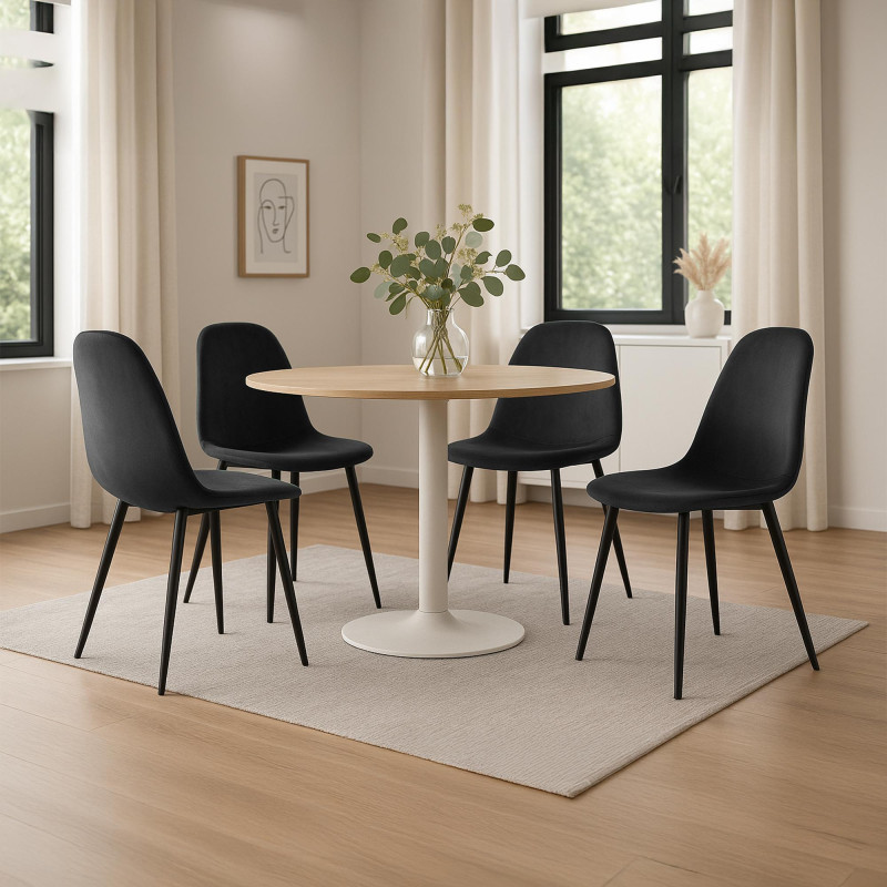 Conjunto de 4 cadeiras de jantar Napier em veludo preto