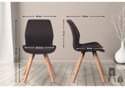 Chaise Luna, tissu noir