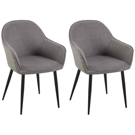 Ensemble de 2 chaises de salle à manger, tissu Boise, gris foncé