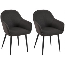 Ensemble de 2 chaises de salle à manger Boise en tissu noir