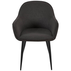 Ensemble de 2 chaises de salle à manger Boise en tissu noir