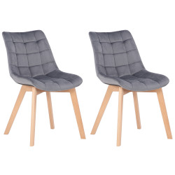 Ensemble de 2 chaises de salle à manger Passaic en velours gris