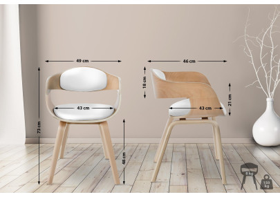 Conjunto de 2 cadeiras Kingston, couro sintético, natural/branco