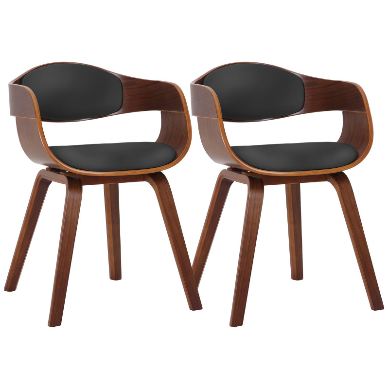 Coppia di sedie Kingston, ecopelle, noce/nero