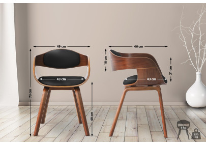 Ensemble de 2 chaises Kingston, similicuir, noyer/noir