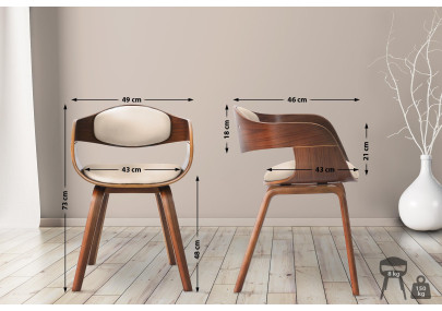 Ensemble de 2 chaises Kingston, similicuir, noyer/crème