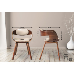 Conjunto de 2 cadeiras Kingston, couro sintético, nogueira/creme