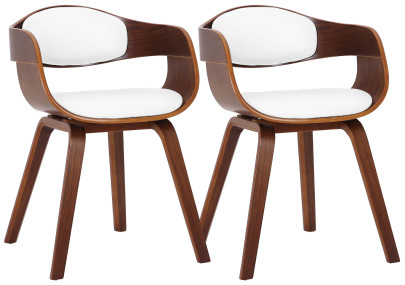 Coppia di sedie Kingston, ecopelle, noce/bianco