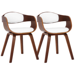 Conjunto de 2 cadeiras Kingston, couro sintético, nogueira/branco